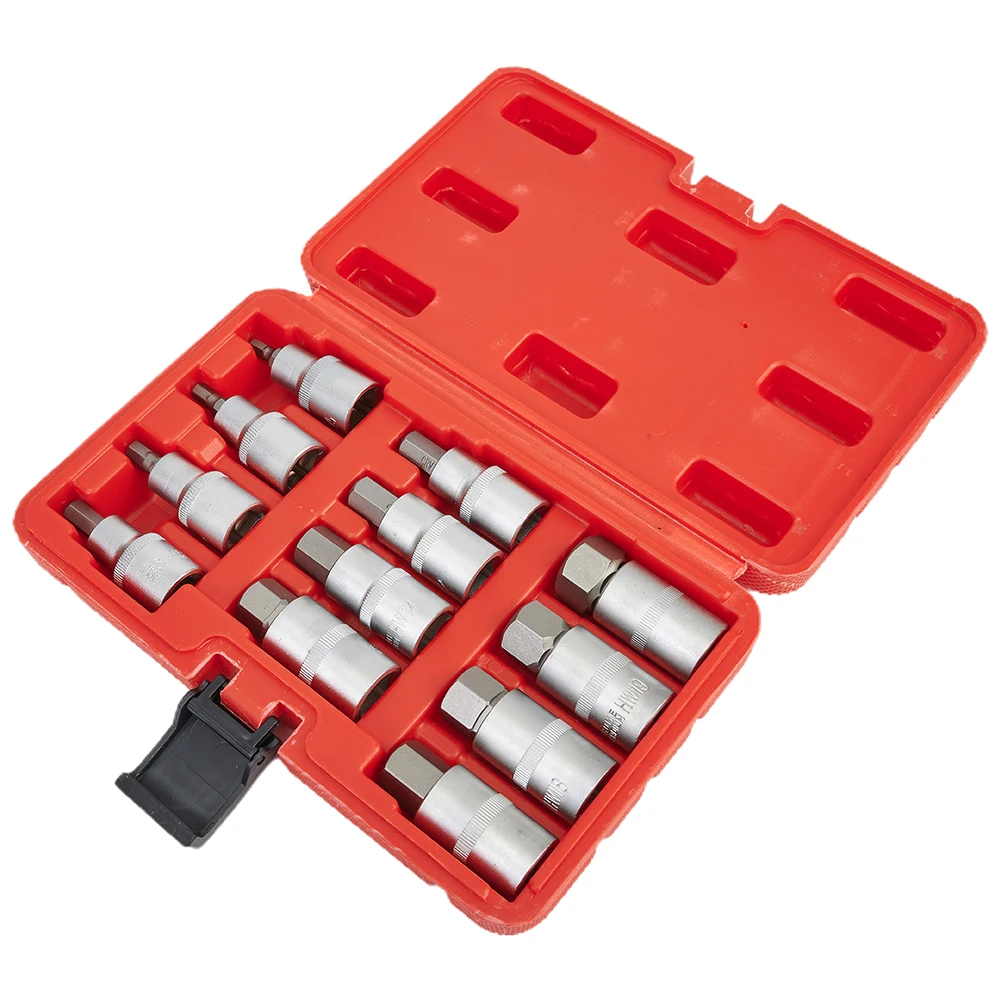 

Get the Job Done with 12 Piece Hex Bit Socket Set H5 H22 Made of Chrome Vanadium Steel Material Red and Silver Color