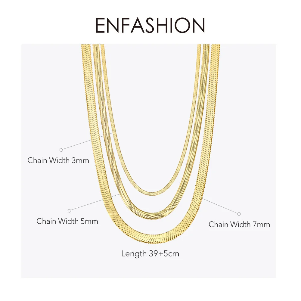 ENFASHION Snake Chain Choker Necklace Women Gold Color Stainless Steel Cool Link Chain Necklaces Femme Fashion Jewelry P193045