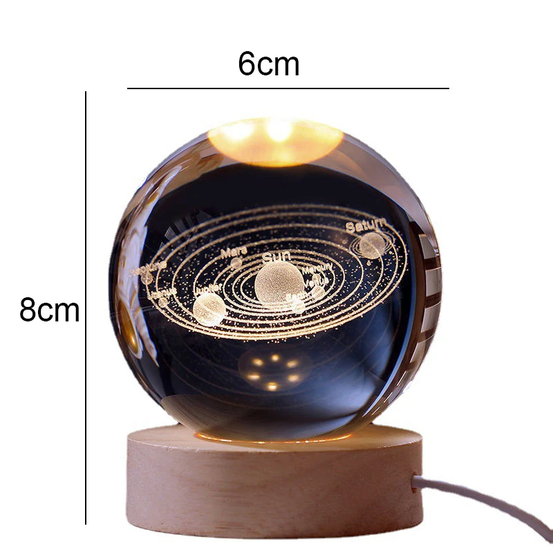 LED 3D Crystal Ball Night Lights Glowing Planet Galaxy Projector Starry Sky USB Atmosphere Lamp Christmas Decorations Kid Gifts