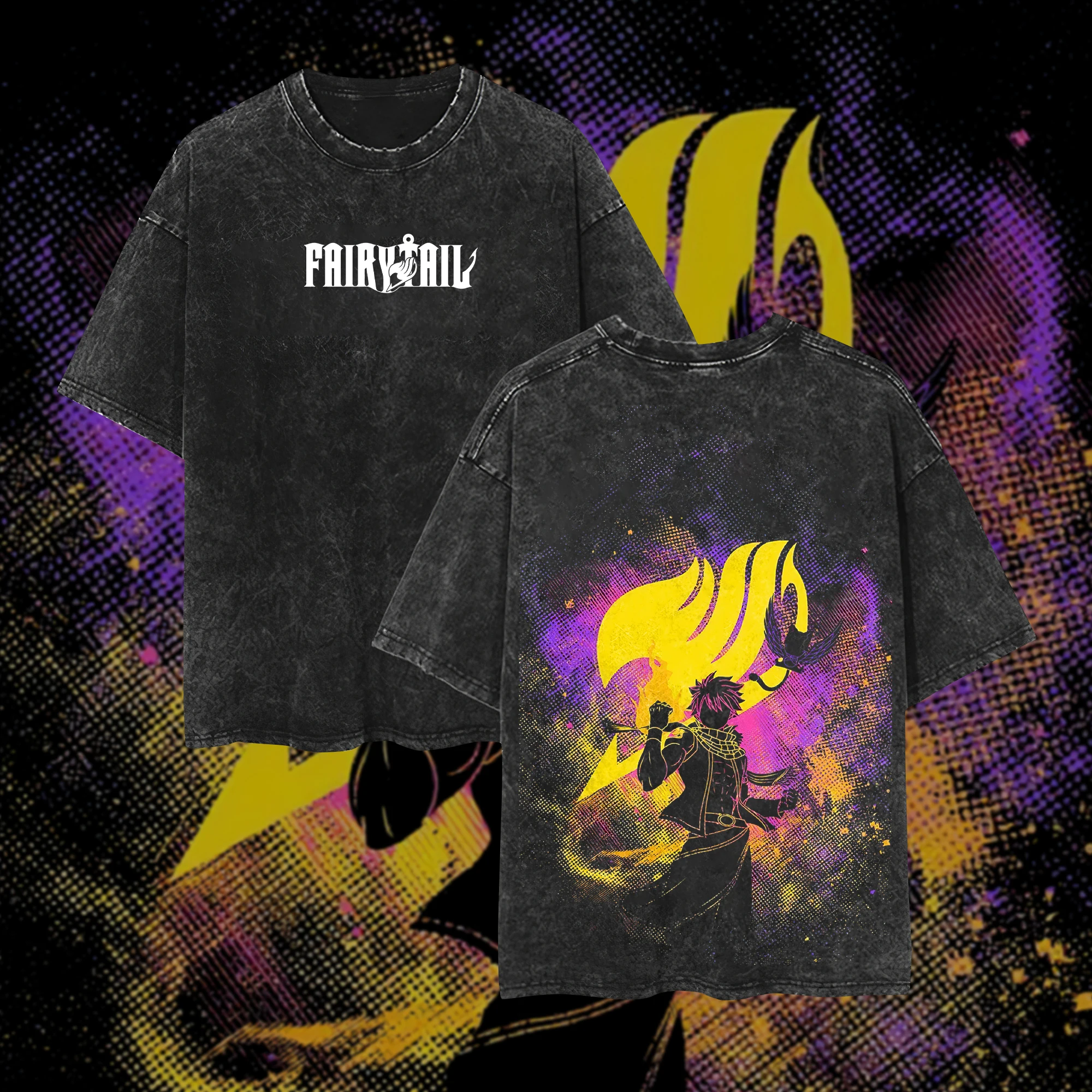 Fairy Tail personality Clothes Plus Size Unisex Anime Lover Washed T-shirt high quality hot product sweatshirt Sports Breathable