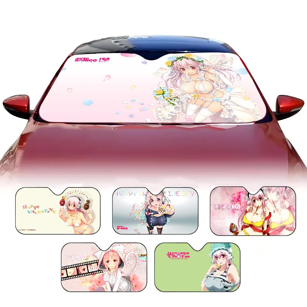 

Super Sonico Manga Car Solar Protection Heated Windshield Sunshade Car Window Windscreen Cover Sun Shade Auto Sun Visor