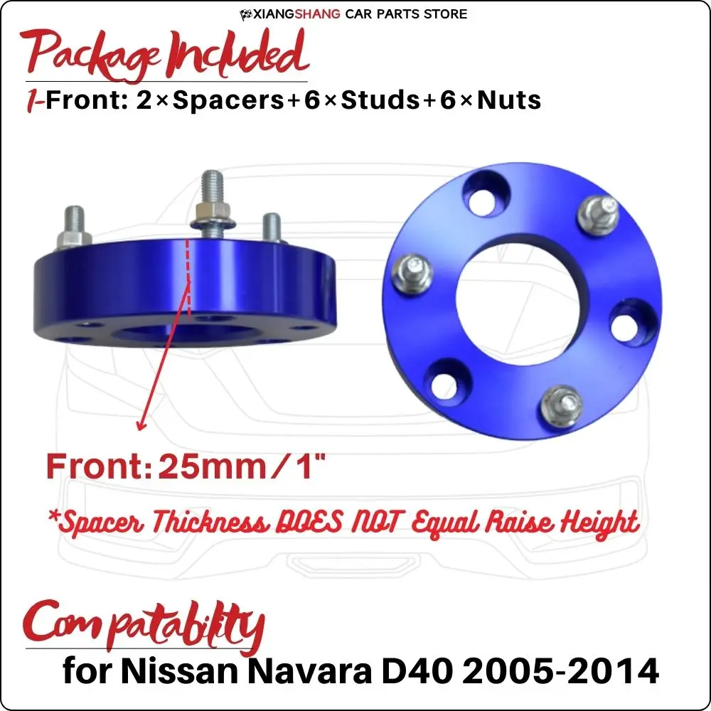 Leveling Lift Kits Nissan Navara D40 2005-2014 Strut Spacers Suspension System Bolt Front 32MM/25MM Easy Body Lift Up