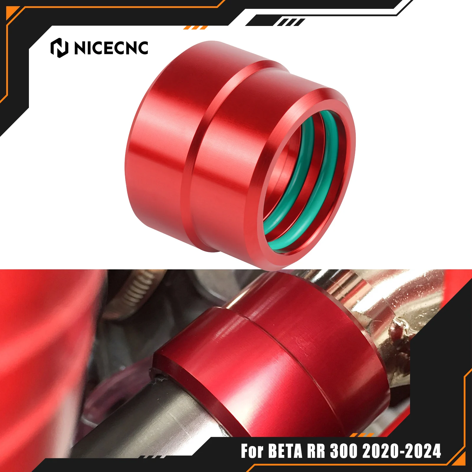 

NICECNC For BETA RR 300 RR 250 RR 2 Stroke 250 300 2020-2024 2023 2022 2021 2020 Motorcycle Exhaust Collar O-Ring Guard Aluminum