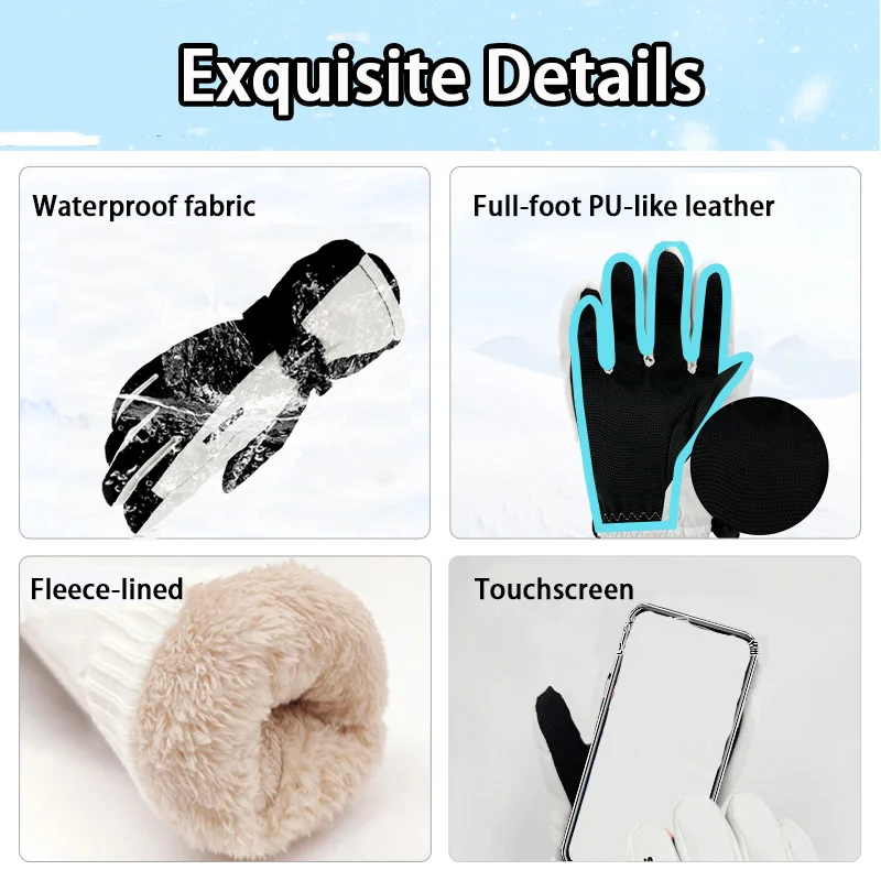 Guanti da sci invernali Guanti da ciclismo invernali unisex con design a dita divise foderati in pile Guanti da ciclismo compatibili con touchscreen