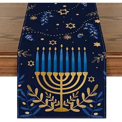 Passover Easter Table Runner Jewish Menorah Hanukkah Holiday Kitchen Coffe  Indoor Outdoor Home Party Decoration cloth