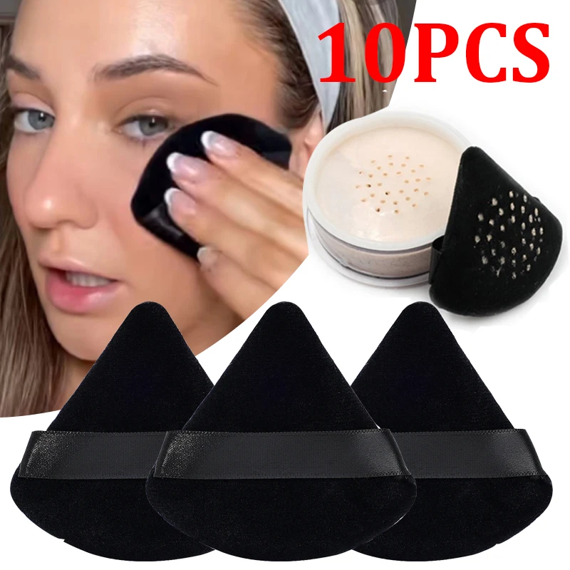 Piumino da cipria triangolo leggero soffio cosmetico in velluto morbido trucco viso spugna fondotinta correttore contorno trucco strumenti di bellezza