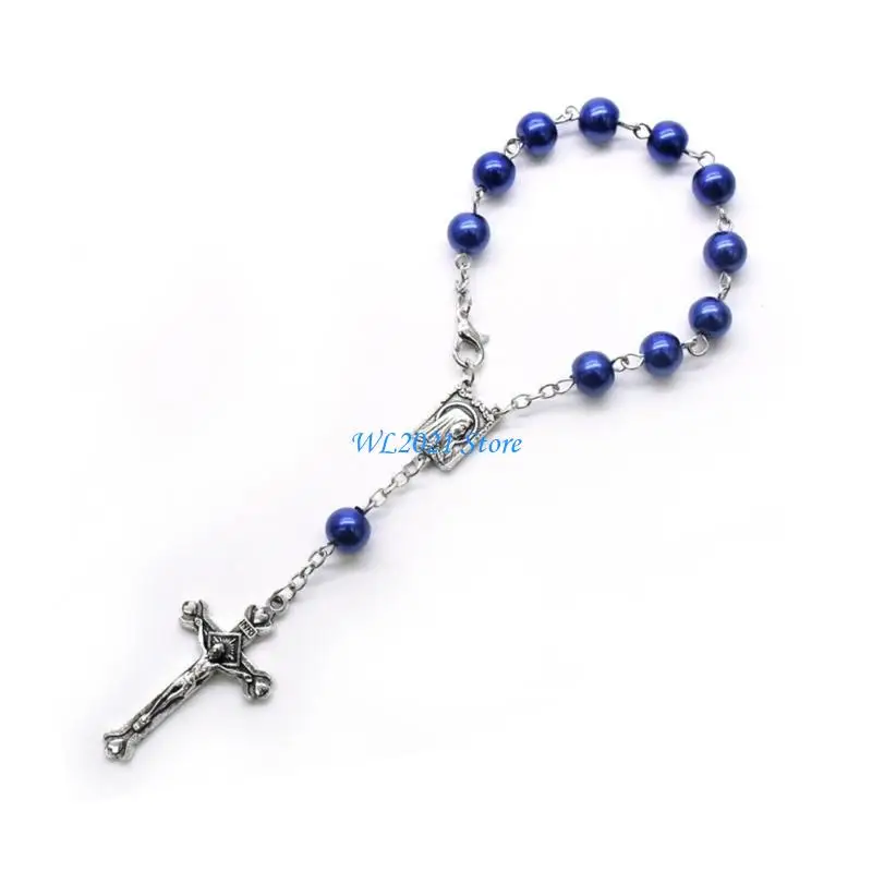 

G5GC 8mm Baptism Rosary Beads Finger Baptism Rosaries Pearl Finger Rosaries Gift