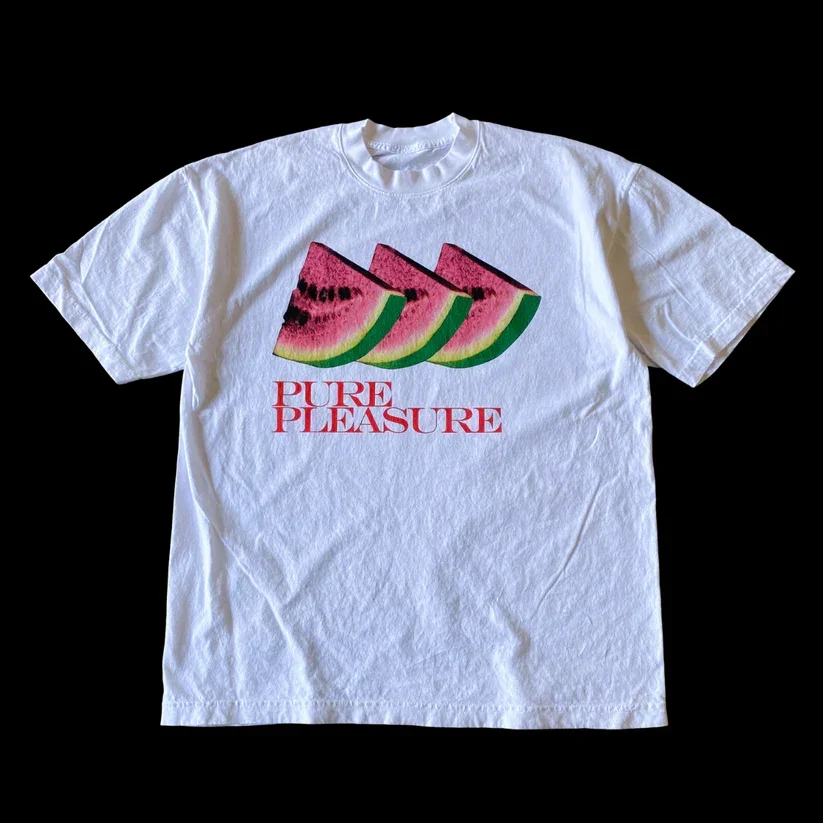 Summer New Fruit Pattern Printed T-shirt Y2K Retro Harajuku Short sleeved Men's and Women's Pure Cotton Round Neck Loose T-shirt