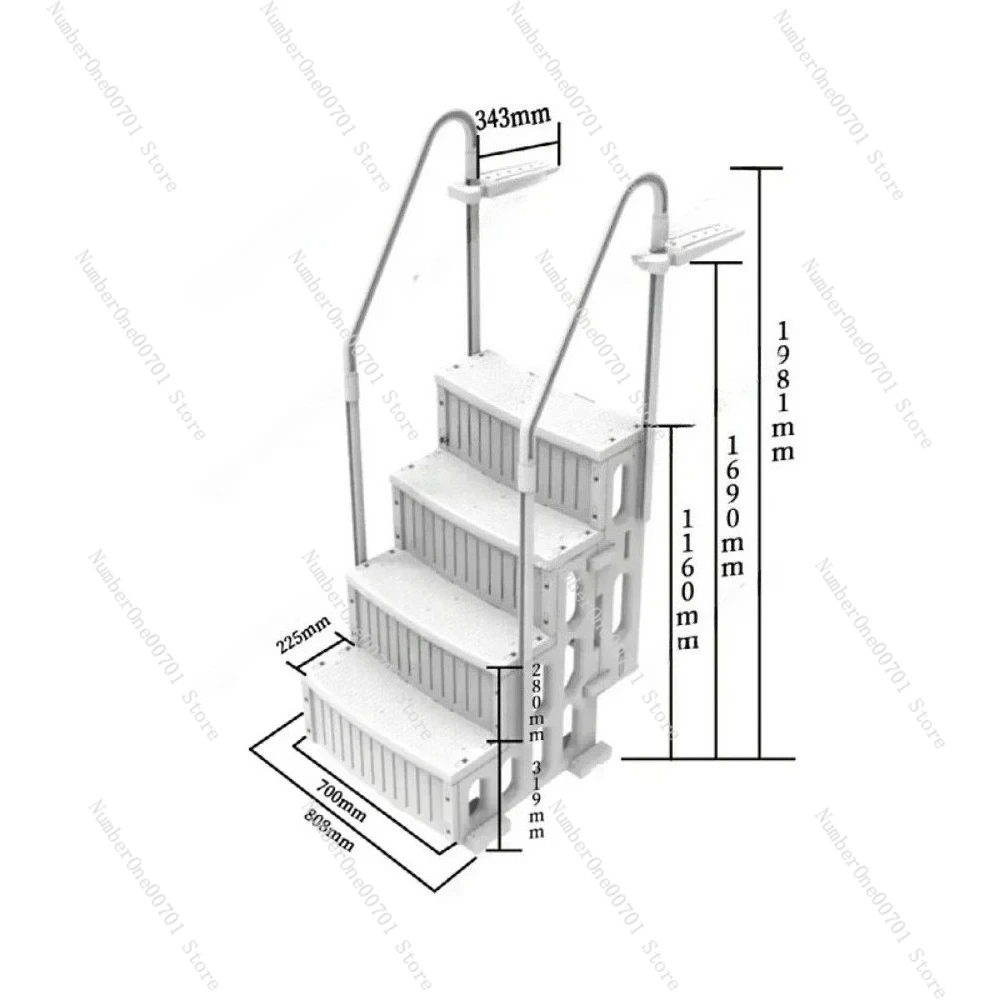 Above Ground Swimming Pool Ladder, Plastic Steps with Handrails Accessories