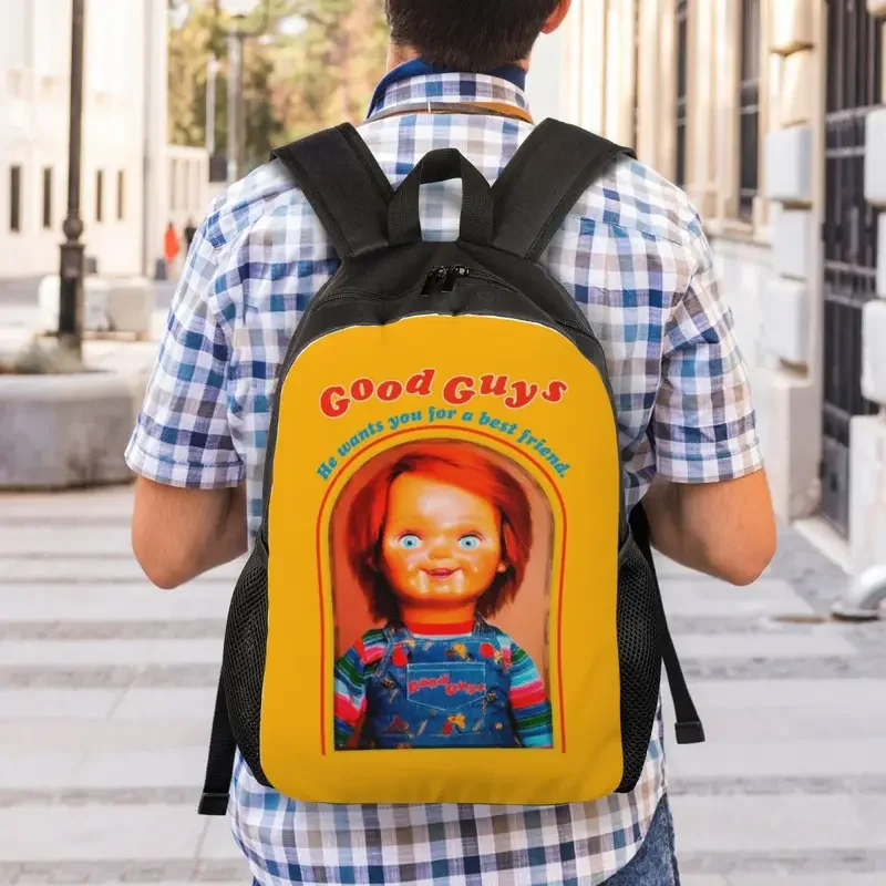 Chucky ransel Film Retro untuk pria wanita, tas punggung anak-anak, tas sekolah, tas kuliah, anti air, tas buku motif, tas permainan anak-anak