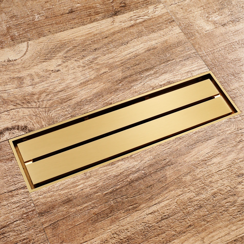 Gold Floor Drain Removable Cover Bath Shower Drain Kitchen Drains