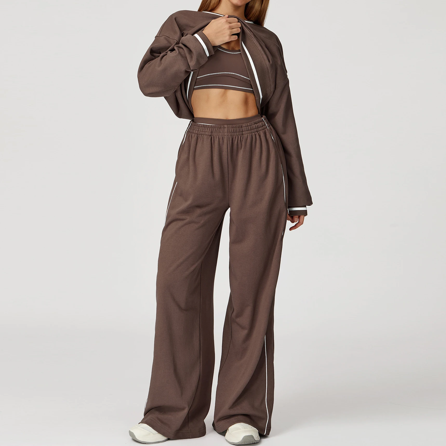 Gym Workout Clothes for Women Ensemble Female Yoga Set Running Sweatshirt with Shorts Sweatpants Winter Sweater Set Sport Suit