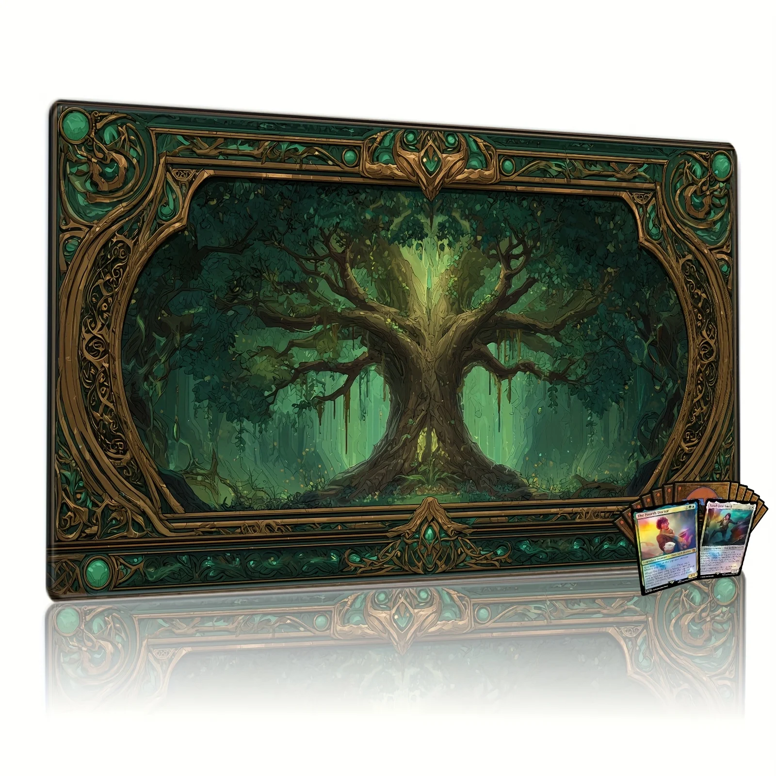 

Мистический лес, древнее дерево, MTG игровой коврик, волшебная карта, боевой коврик, нескользящий прочный коврик с прошитыми краями, волшебный mtg, настольный игровой коврик