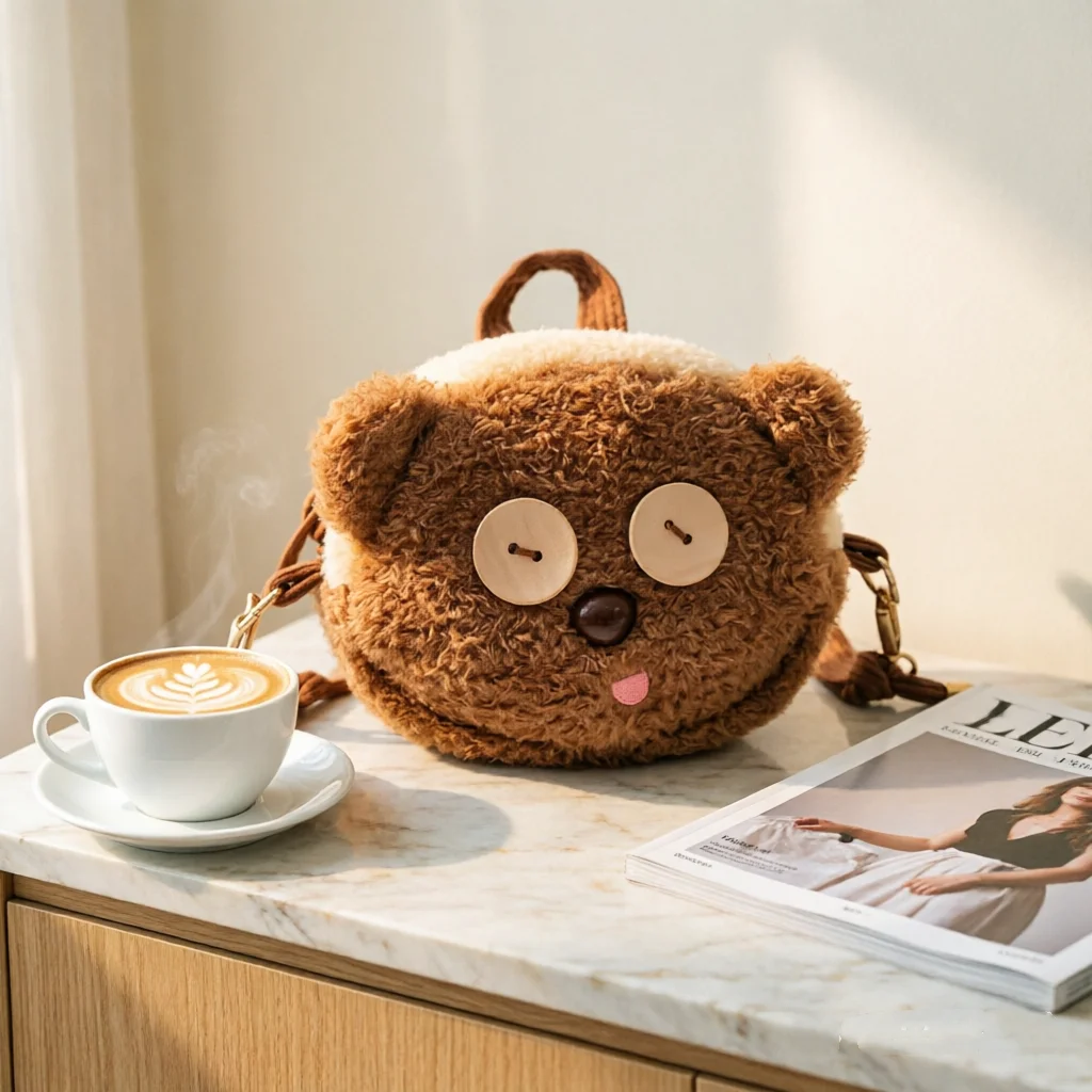 Universal Studios Minions Tim Bear Fuzzy Colorblock Shoulder Bag | Cute Crossbody Bag for Outings
