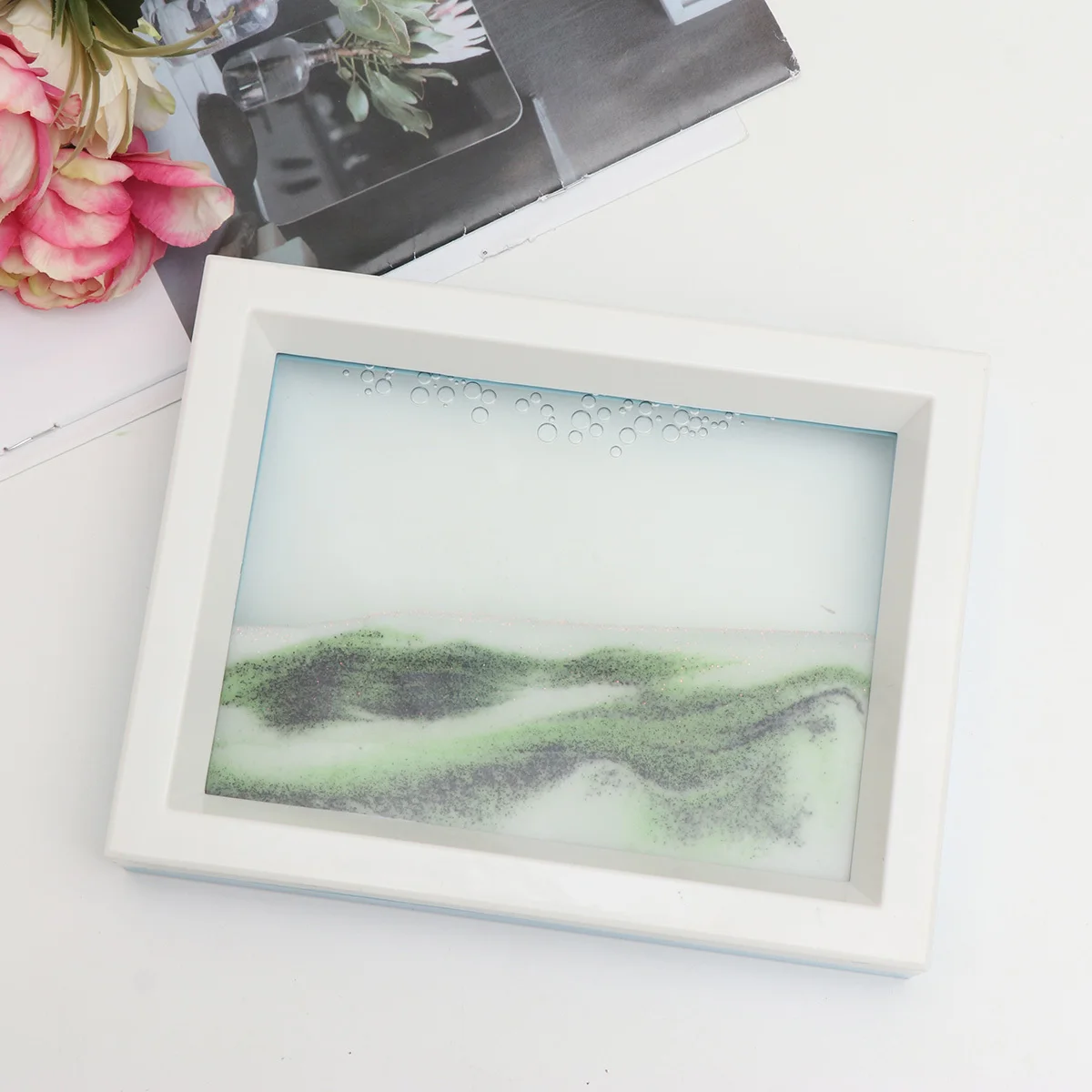 1 قطعة ثلاثية الأبعاد الفن الرمال المتحركة اللوحة العمودي إطار بلاستيكي الرمال المتحركة اللوحة اكسسوارات حساسة الرمال المتحركة اللوحة هدية للمنزل