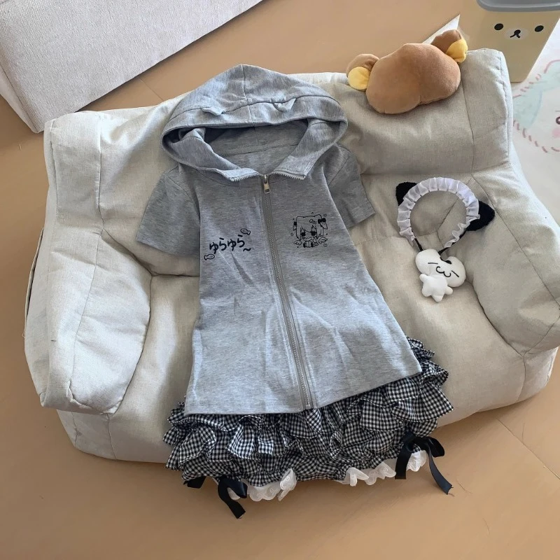 Japanese Rojita Sweet Cute Shorts Black And White Plaid Bow Elastic Waist Versatile Short Pants Summer New Lace Culottes Female