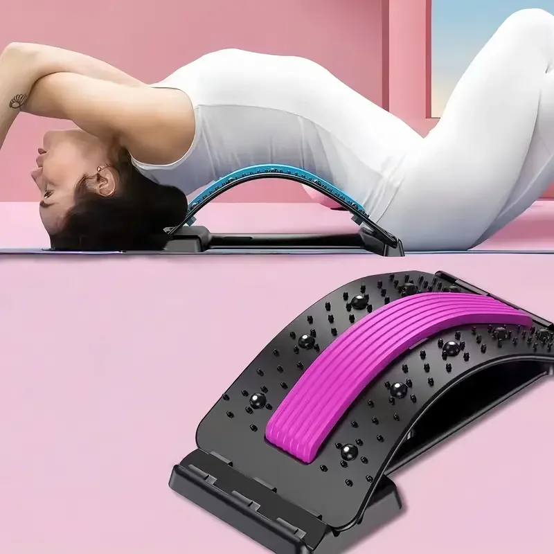 

3-Level Adjustable Back Stretcher for Lower Back Pain Relief. Lumbar Cracker Board, Spine Decompression Device. Scoliosis Massag