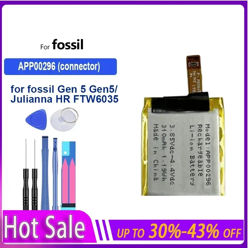 310mAh Replacement Battery APP00296 for Fossil Gen 5 Gen5 Julianna HR FTW6035 Portable Batteries  Warranty + Track NO