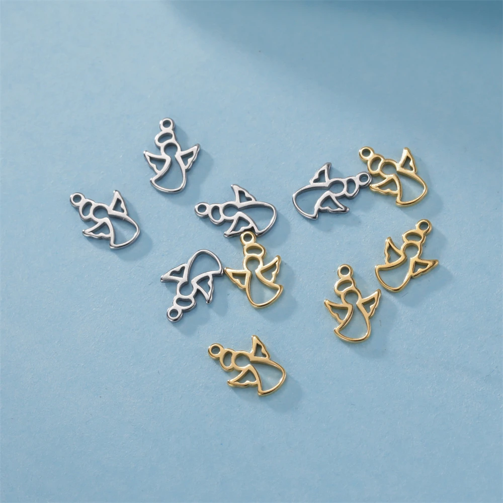 5pcs/Lot Hollow Angel Charms For Jewelry Making Stainless Steel Necklace Earrings Tiny Charm Diy Bracelet Pendants Accessories