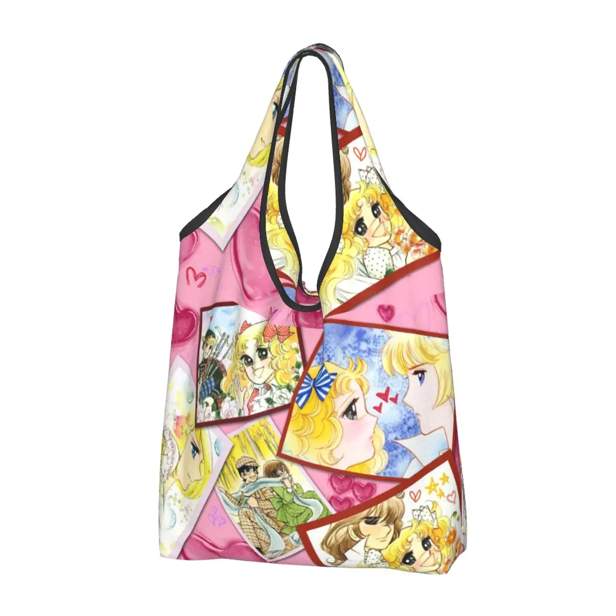 Candy Candy Anime Collage Shopping Bag riutilizzabile Grocery Eco Bags grande capacità Kawaii Cute Girl riciclaggio borse borsa lavabile