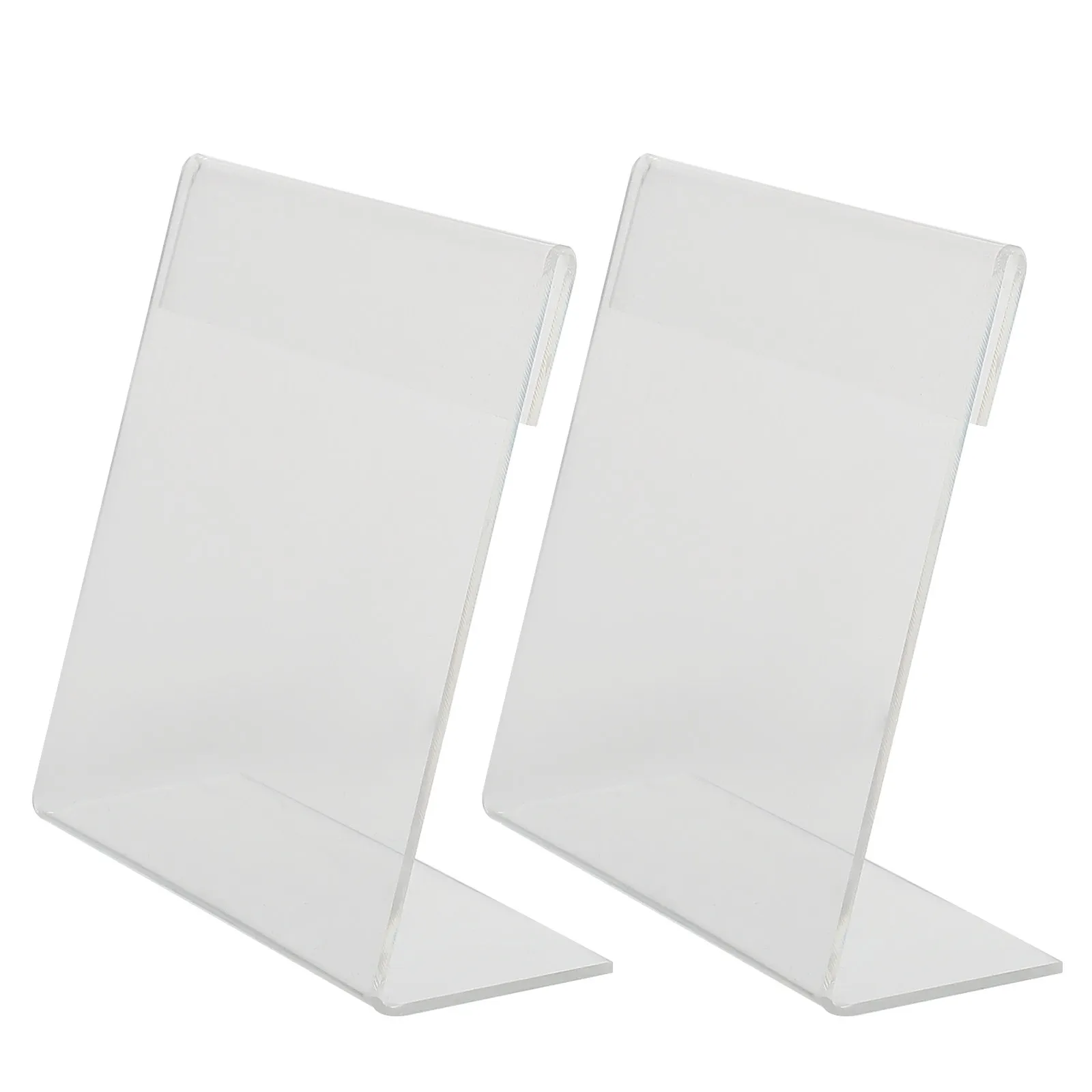 2Pcs Premium Acrylic Label Holder Set for Price Tags Easy Clip-on Supermarket Retail Store Display Stand Clear Sign Holder