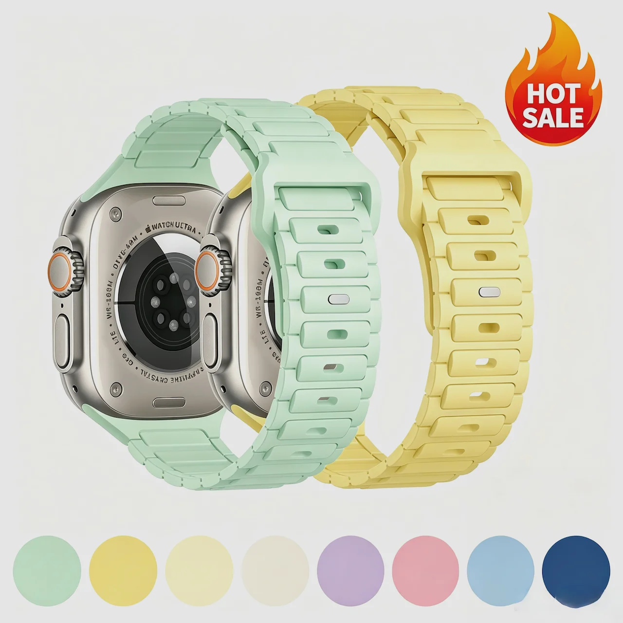 Однотонный силиконовый магнитный ремешок с тремя звеньями для Apple Watch Ultra SE Series 11 10 9 8 7, легкий повседневный ремешок для часов всех размеров