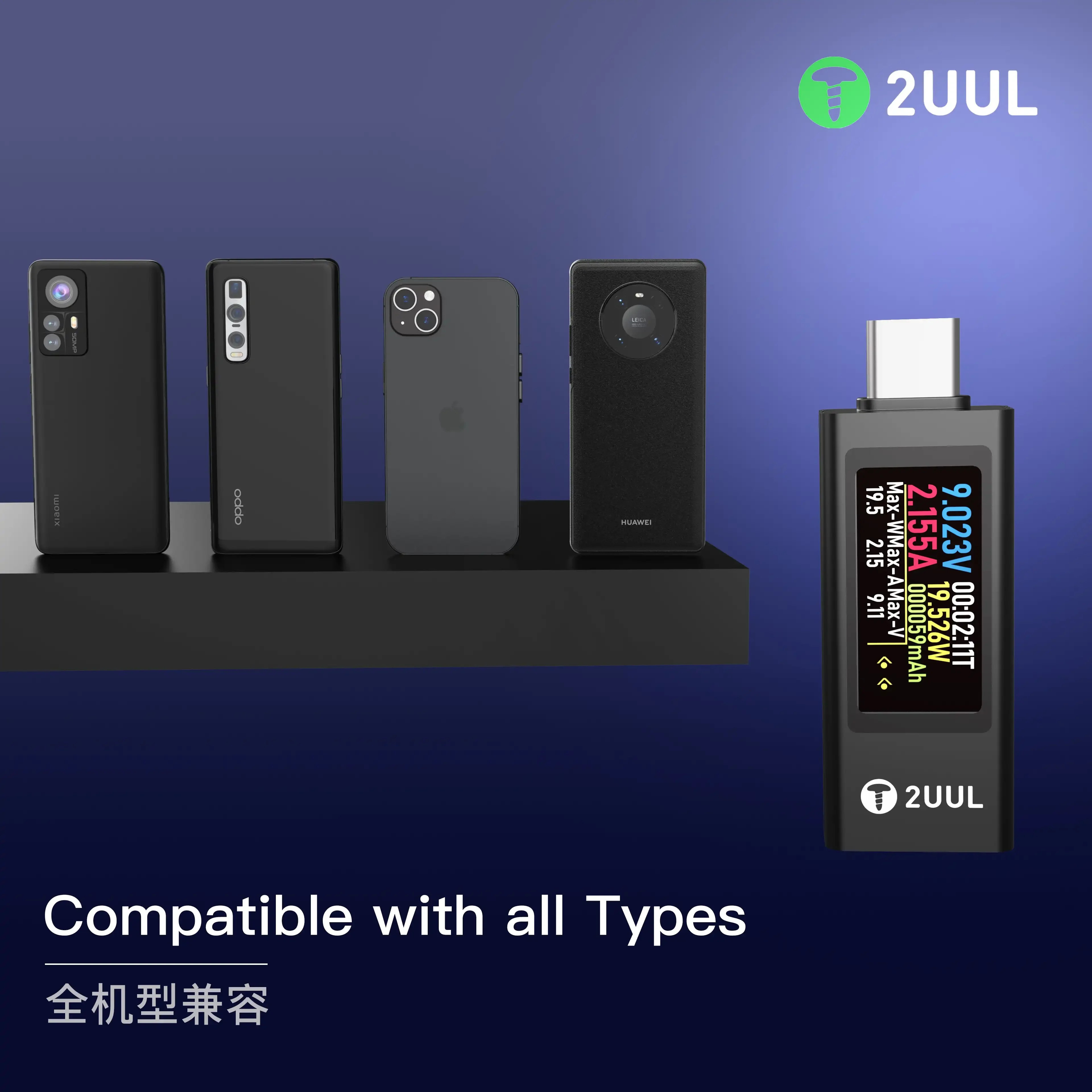 2UUL PW21 Mini Charging Mate Detector Bidirectional Current Detection Measurement of Charging For Mobile Phone Charging Tools