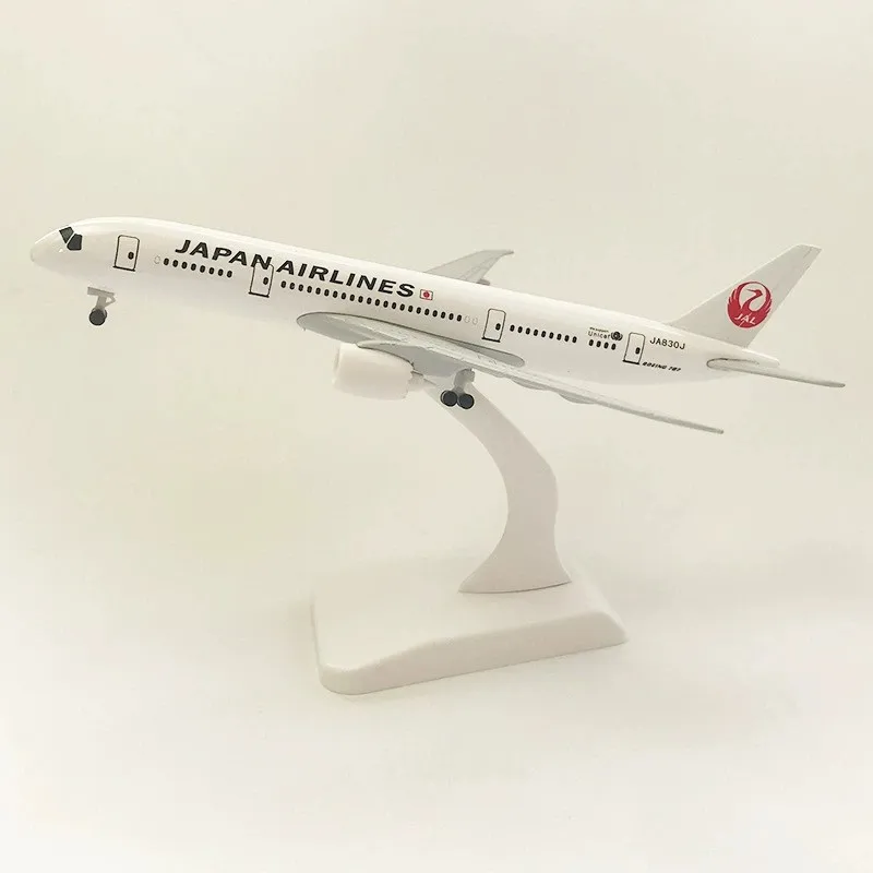 

Металлическая модель самолета B787 Japan Airways, 20 см, масштаб 1:300, с колесами и подставкой, сувенир, детская игрушка
