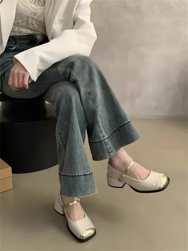 チャンキーヒール パンプス ハイセンス 小さな香り フレンチ レトロ メリージェーン シングルシューズ