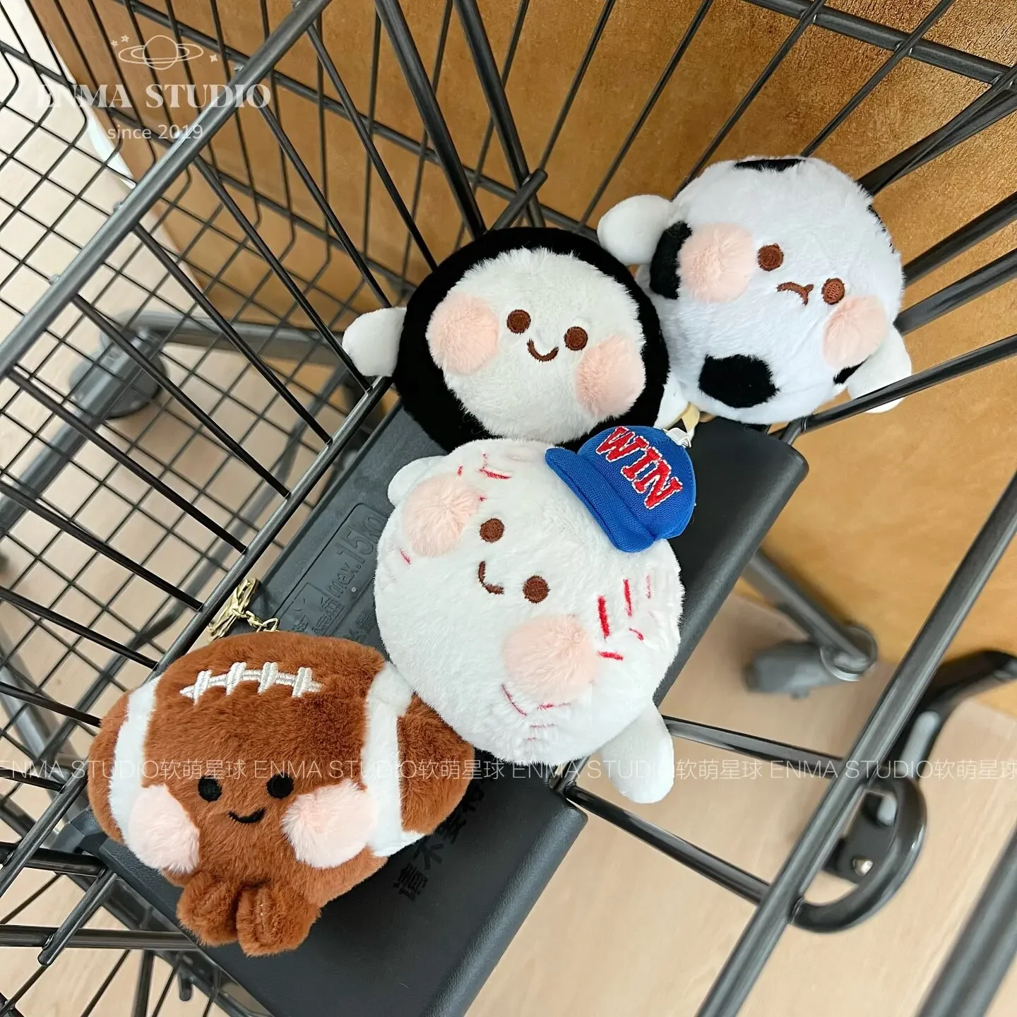 Cute Sports Ball Plush Keychain Kawaii Soccer Basketball Baseball Tennis Golf Stuffed Doll Plushie Bag Charm for Sports Lovers view 6