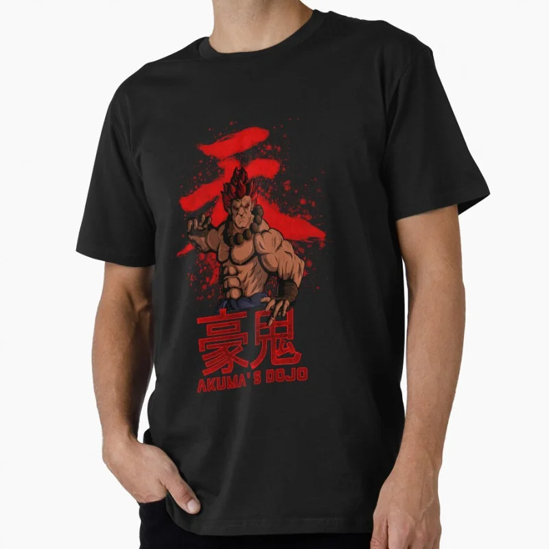 

AKUMA'S DOJO Street Fighter Videogame Gift t shirt for man Fighting game Graphic Clothes 100% cotton print All size Tops S-6XL