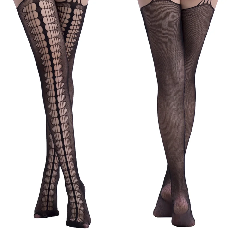 

Sexy thigh tights Lingerie sexy Lace top suspender Transparent sling mesh socks Black sexy fishing net stockings Non slip garter