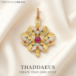 Gold Plated Pendant Butterfly Kaleidoscope Fine Jewelry 925 Sterling Silver Women Men Vintage Gift