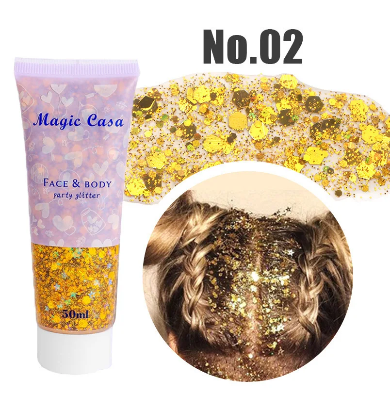Zeemeermin pailletten body glitter gel, langdurige glitter voor lichaam gezicht haar oogmake-up, muziek festival feest langdurige gezicht glitter