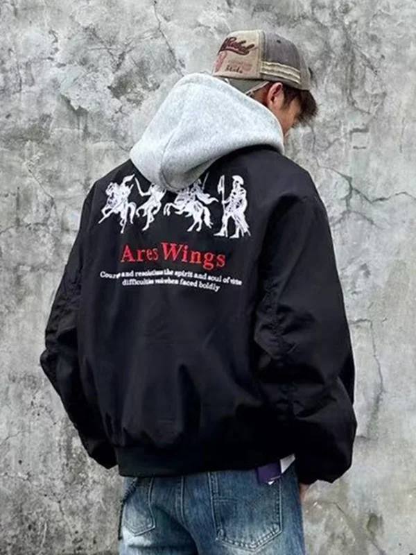 

Embroidered Knight Collar Flight Jaet Loose Casual ex Spring Autumn American Retro Sle Outerwear Top Trendy