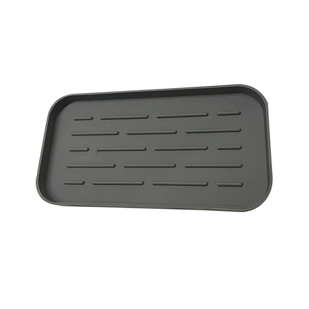 Siliconen Afvoerbak Grijs Draagbare Dikke Schotel Droogmat Aanrecht Organisator Diepe Groeven Afvoer Pad Antislip Aanrecht