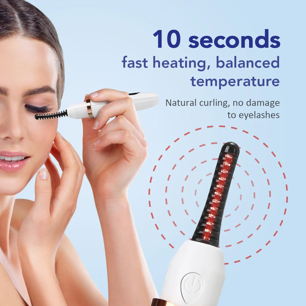 Electric Eyelash Curler Eyebrow Trimmer Portable Heated Eye Lashes Curling Tool Natural and Long-lasting Styling USB Charging