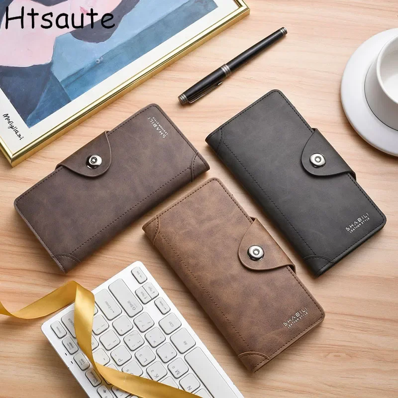 

Good-looking Wallet For Men Solid Color Purses Vintage Large Card Holder Male Portable Travel Cash Coin Pouch Photo Card Bag