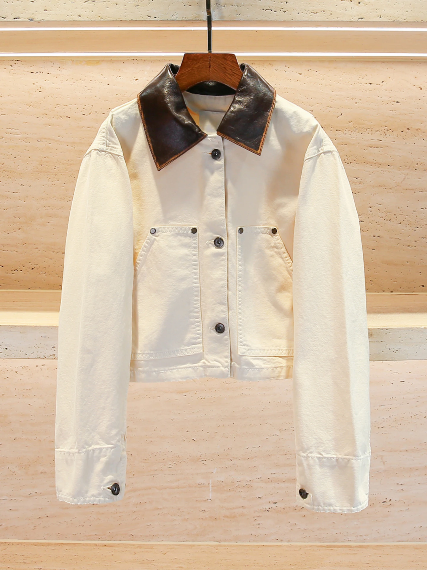 

S Home South Oil High End Women's Vintage Workwear Motorcycle Sle Jaet Outerwear Spring 2026 Commute Loose Fit ort Coat