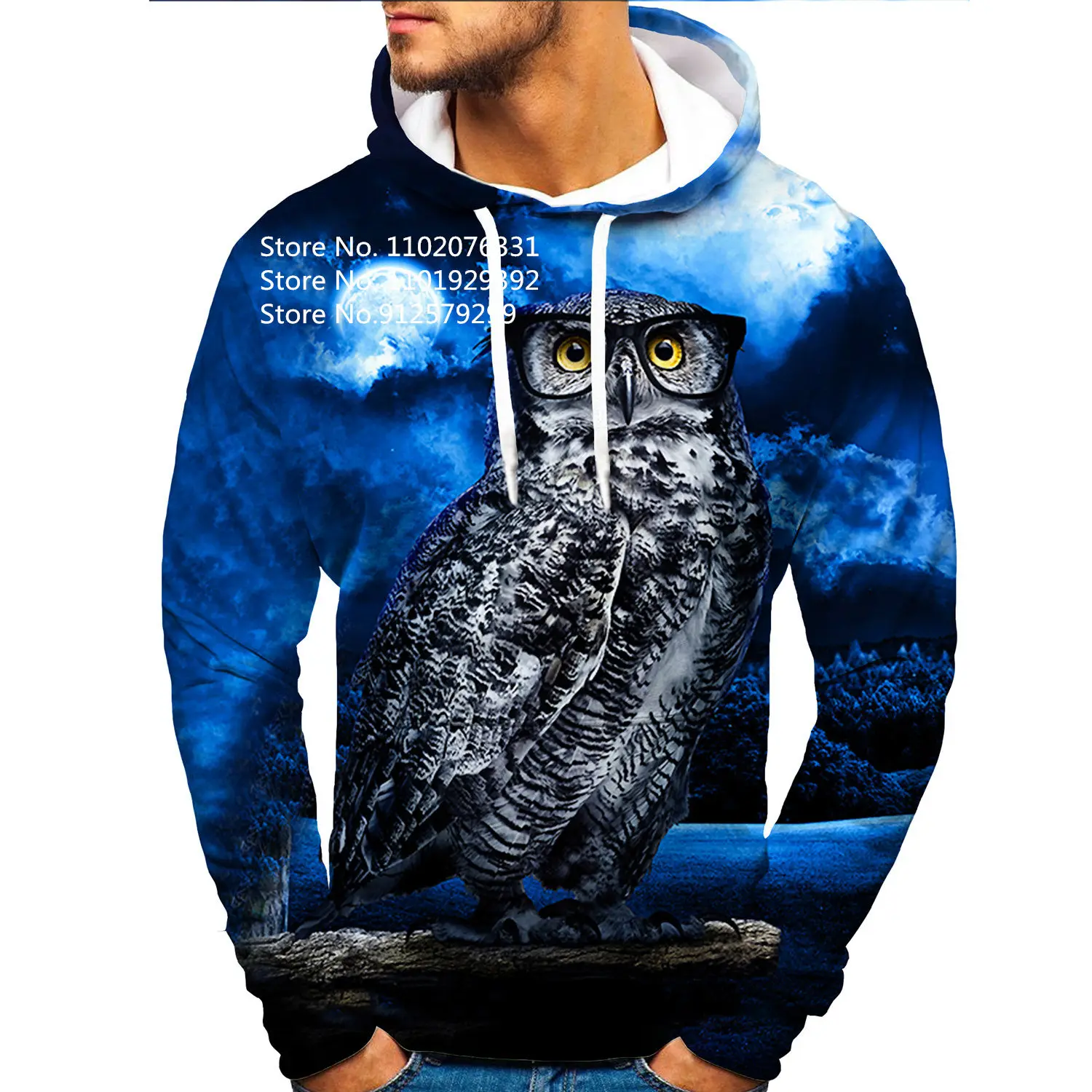 Owl 3d Printed Hoodies Unisex Cool Pullover Animal Graphic Sweatshirt Mens Street Wear