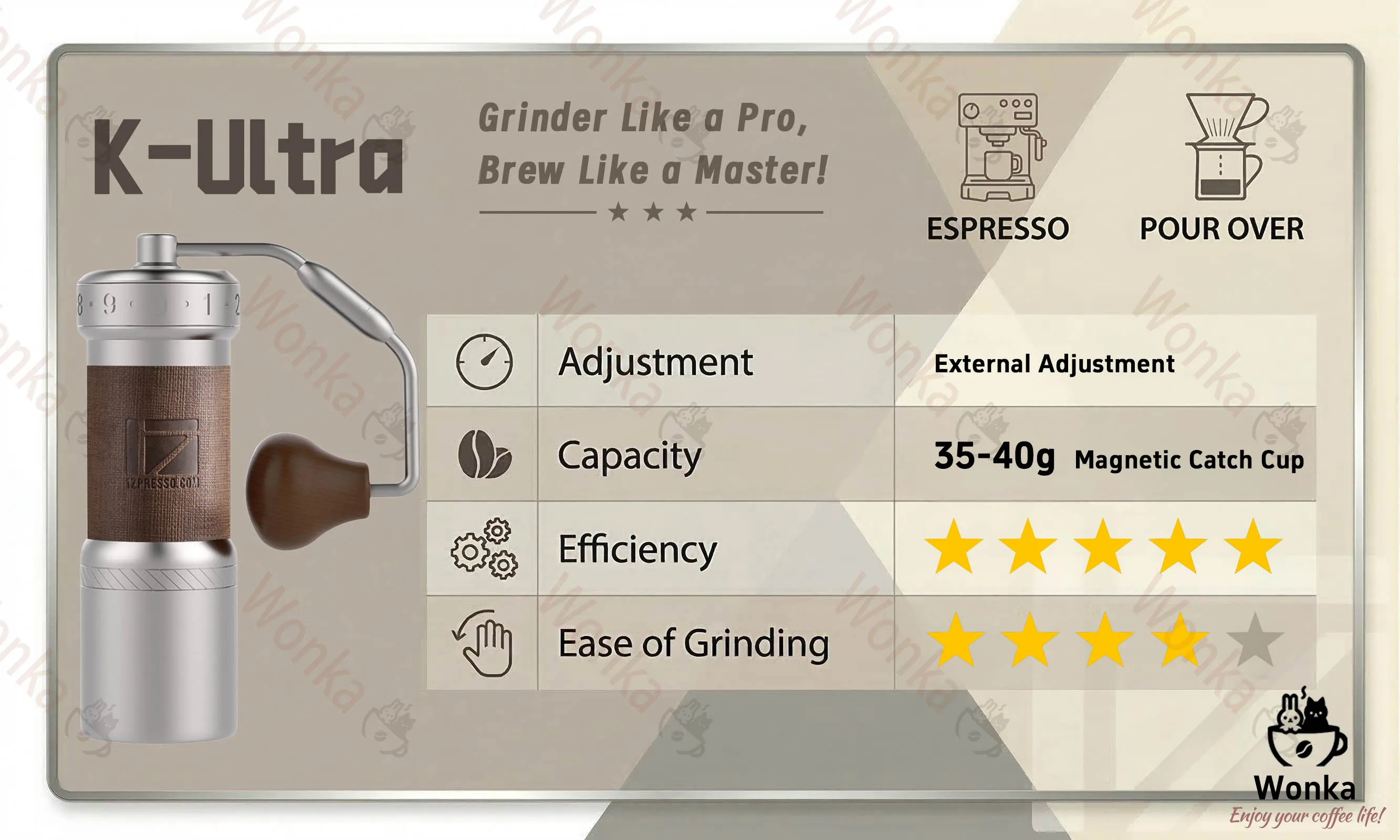 1Zpresso Kultra Super Cool Dark Black Portable Coffee Grinder