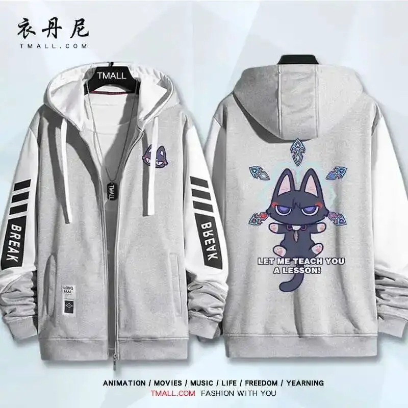 

Game Casual Sweatshirt Genshin Impact Balladeer Print Jacket Zipper Hoodie Women Men Fashion Student Hooded Spring Autumn Coat