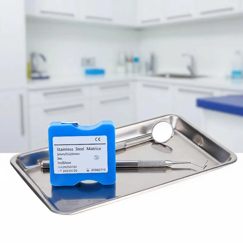 NOUVEAU Rouleau de Bande Matricielle en Acier Inoxydable 5/6/7/9,5 mm, Épaisseur 0,04/0,025 mm, Rouleau de Matrice Dentaire pour Restauration par Obturation, 1 Rouleau