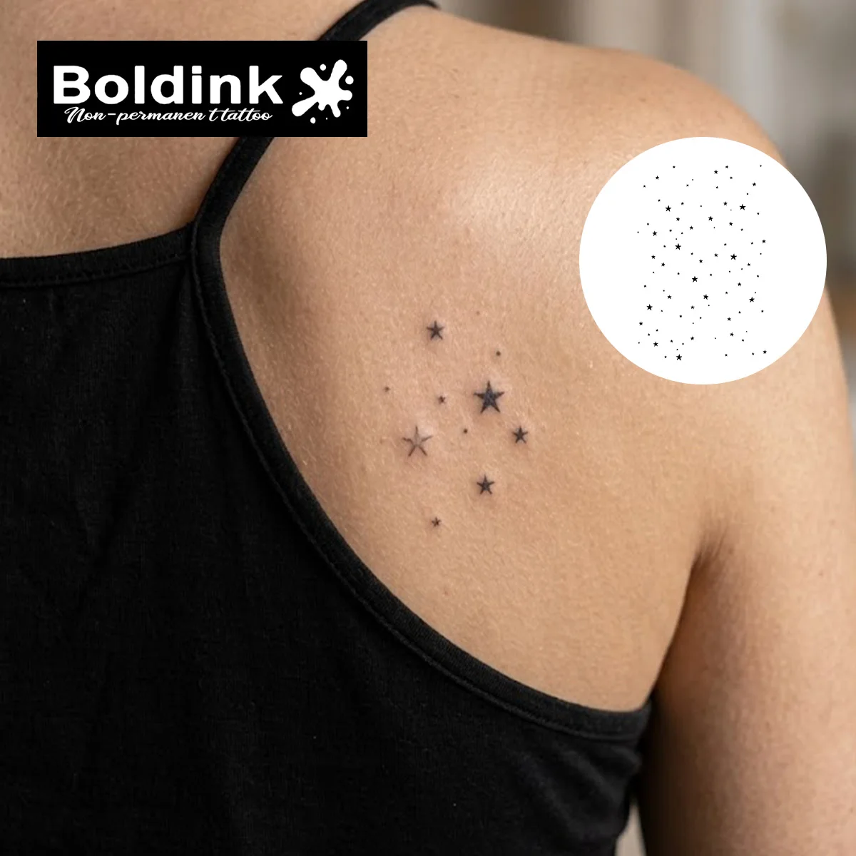 BOLDINK Stars Moisturizing Tattoo Sticker Unisex Fashion Design Colorful Easy Apply Waterproof Lasts 1-2 Week