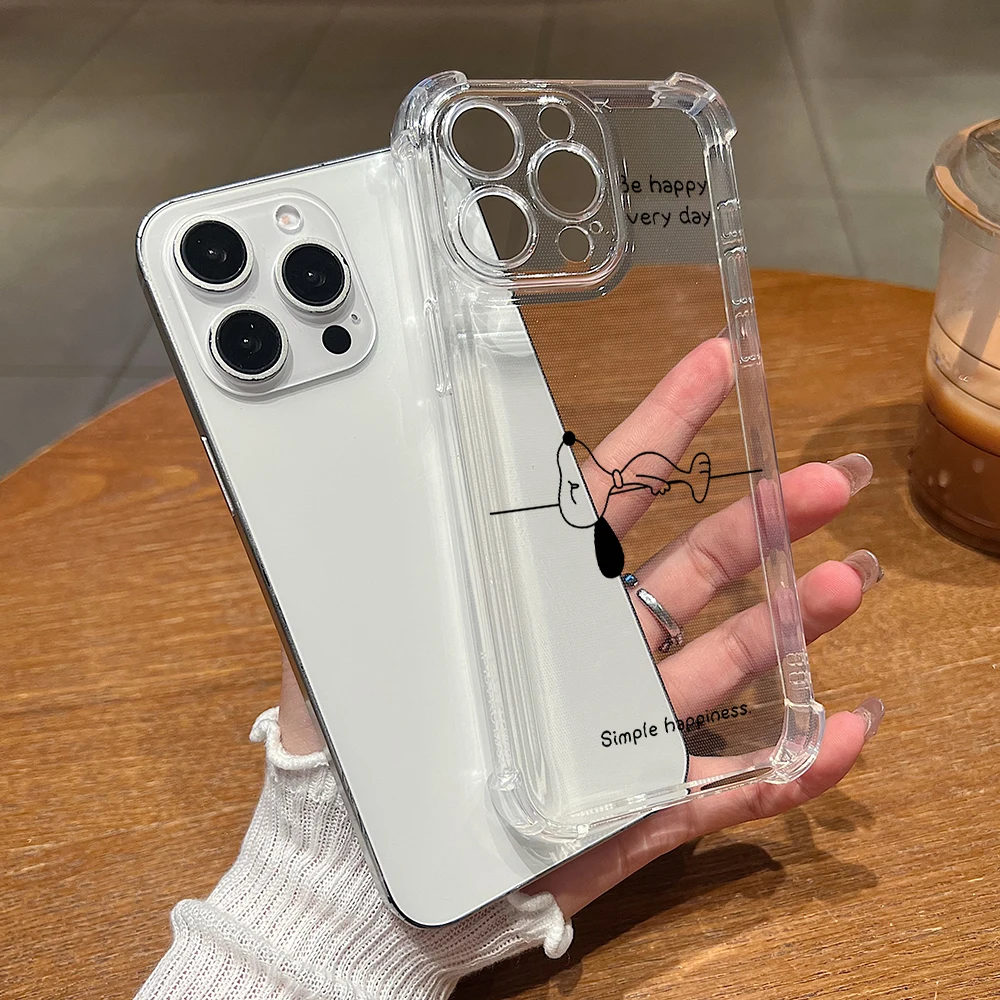 Cute S-Snoopys Dog Line Phone Case for Samsung Galaxy S26 S25 S24 S23 S22 S21 S20 FE Ultra Plus 5G Soft Anti Drop Cover