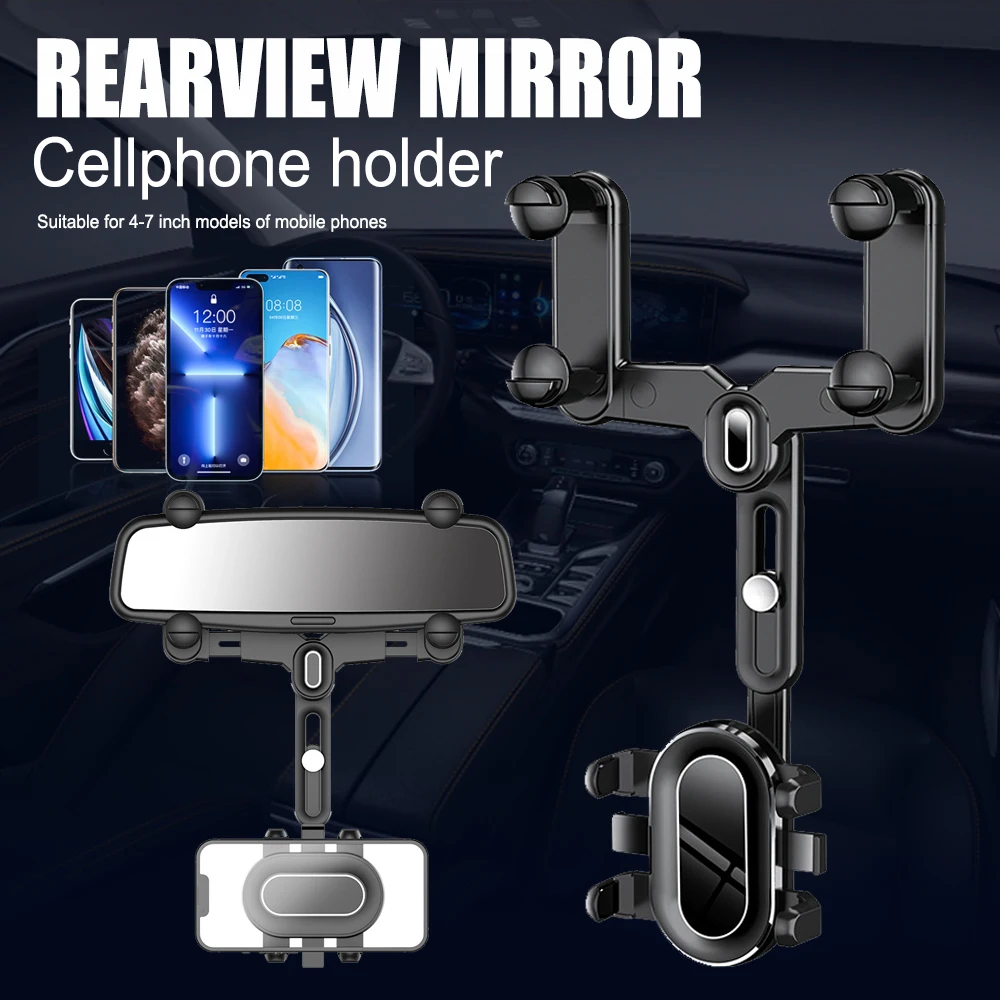 

Cell Phone Bracket Clips Mobile Phone GPS Support Stand Retractable Car Interior Mirror Phone Holder Rearview Mirror Phone Mount