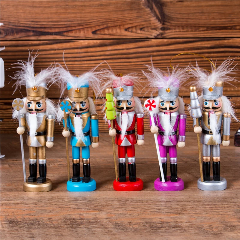 New 12cm Candy Colors Classic Nutcracker Puppet Pendant Five-Piece Christmas Gift Humanoid Toy Ht134