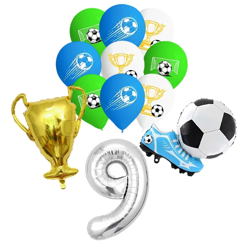 Geburtstags-Fußball-Dekoration Fußball-Themen-Tischgeschirr Tasse Teller Tischdecke Hintergrund für Kinder Tortendekoration Banner Party-Zubehör – Detail 36