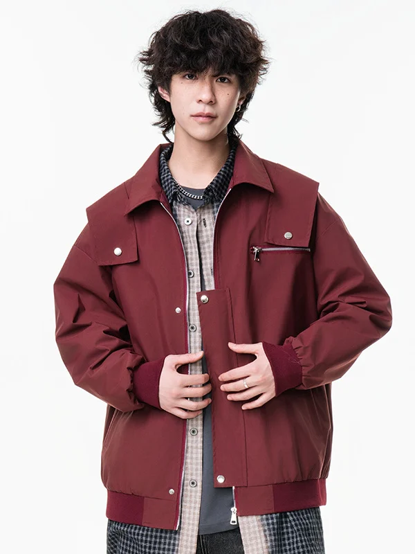 

Американская рабочая одежда High Street ort, мужская куртка на весну и осень, винтажный дизайн, пальто с воротником в стиле ретро, свободная посадка на молнии, полиэфирное волокно