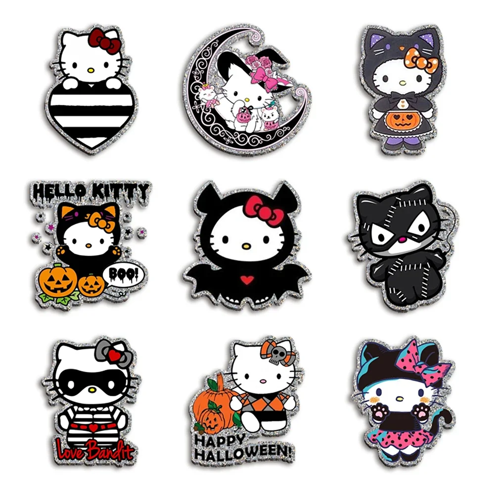

Chunky Glitter Resin Sanrio Hello Kitty Halloween Planar Acrylic Flatback For Girls DIY Phone Case Hair Bow Craft Accessories